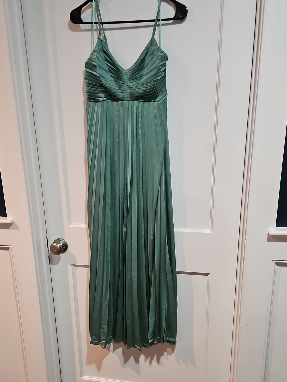 Bailey 44 Pleated Spaghetti-Strap Maxi Dress in Sage Green